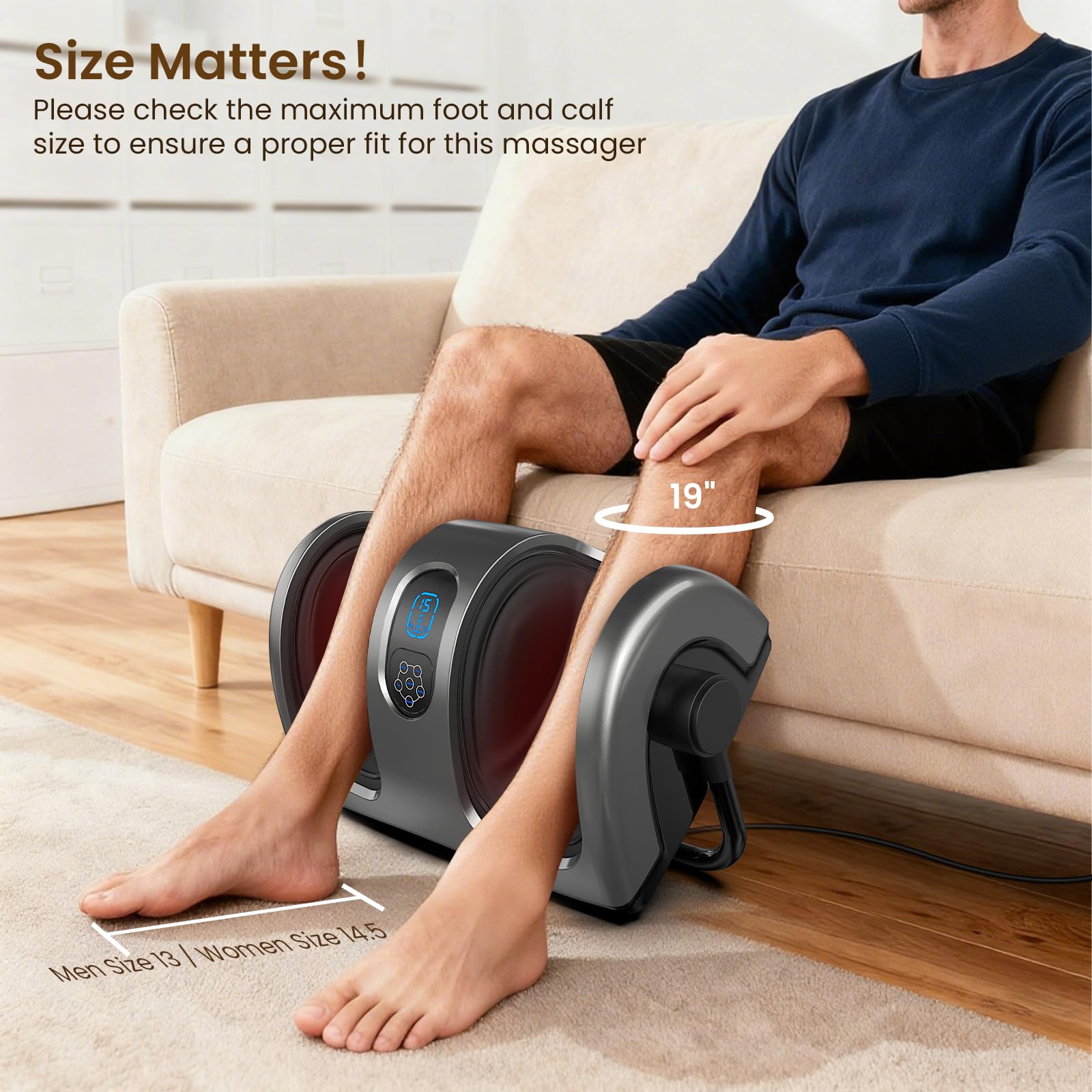 TISSCARE Masajeador de Pies Shiatsu con Calor, Masajeador Eléctrico para Piernas y Pantorrillas con Amasamiento, Rodillos, Presión, Asa Ajustable 360°, Alivio del Dolor, Regalo Hombres Mujeres
