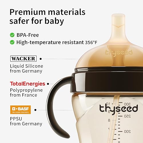 Miniatura 8 de thyseed PPSU - Vaso con popote con peso con asas, botellas de transición para niños pequeños, sin derrames, para aprendices, botella de agua con