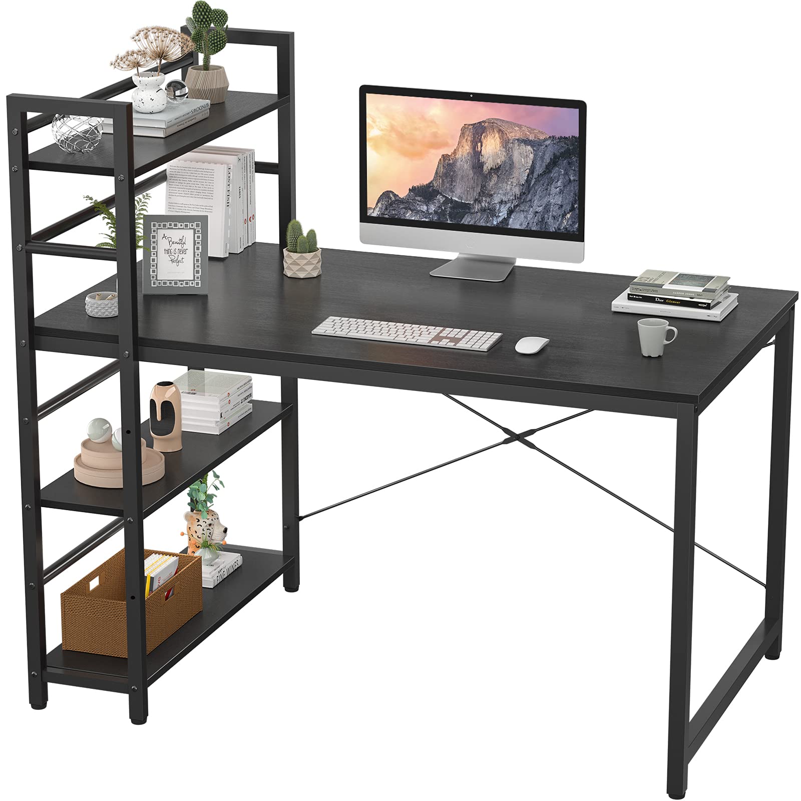 Buy Homfio Computer Desk with Shelves, 47 inch Modern Writing Study
