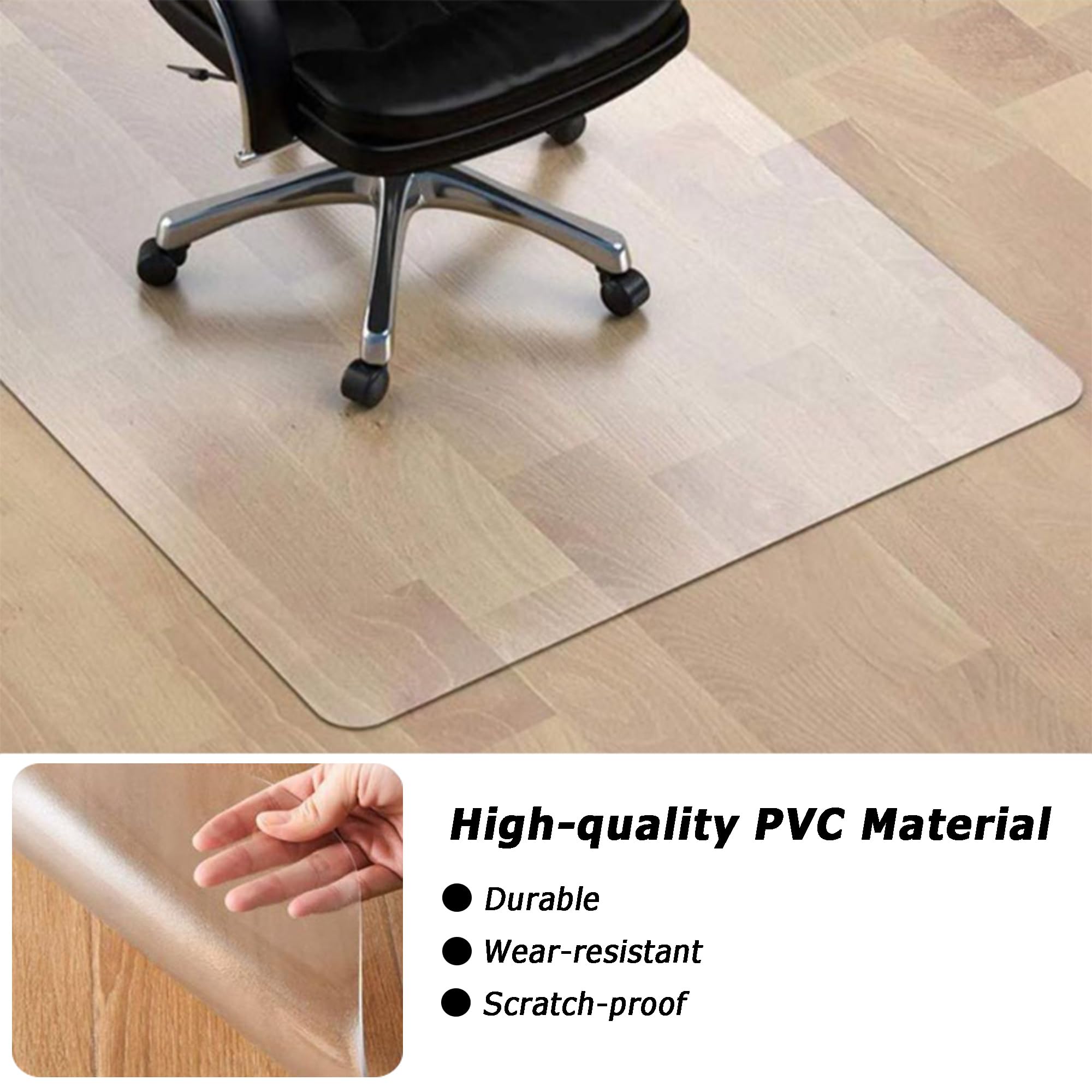 Tapetes transparentes para sillas de madera, superficie de PVC, protectores de oficina, alfombras de cocina, alfombras de madera/azulejos para el trabajo/hogar/juegos, fácil deslizamiento y plano sin