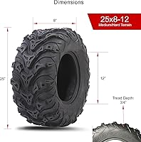 Vista 6 de Tusk Mud Force - Juego de 4 neumáticos ATV 25x8-12 x 25x10-12