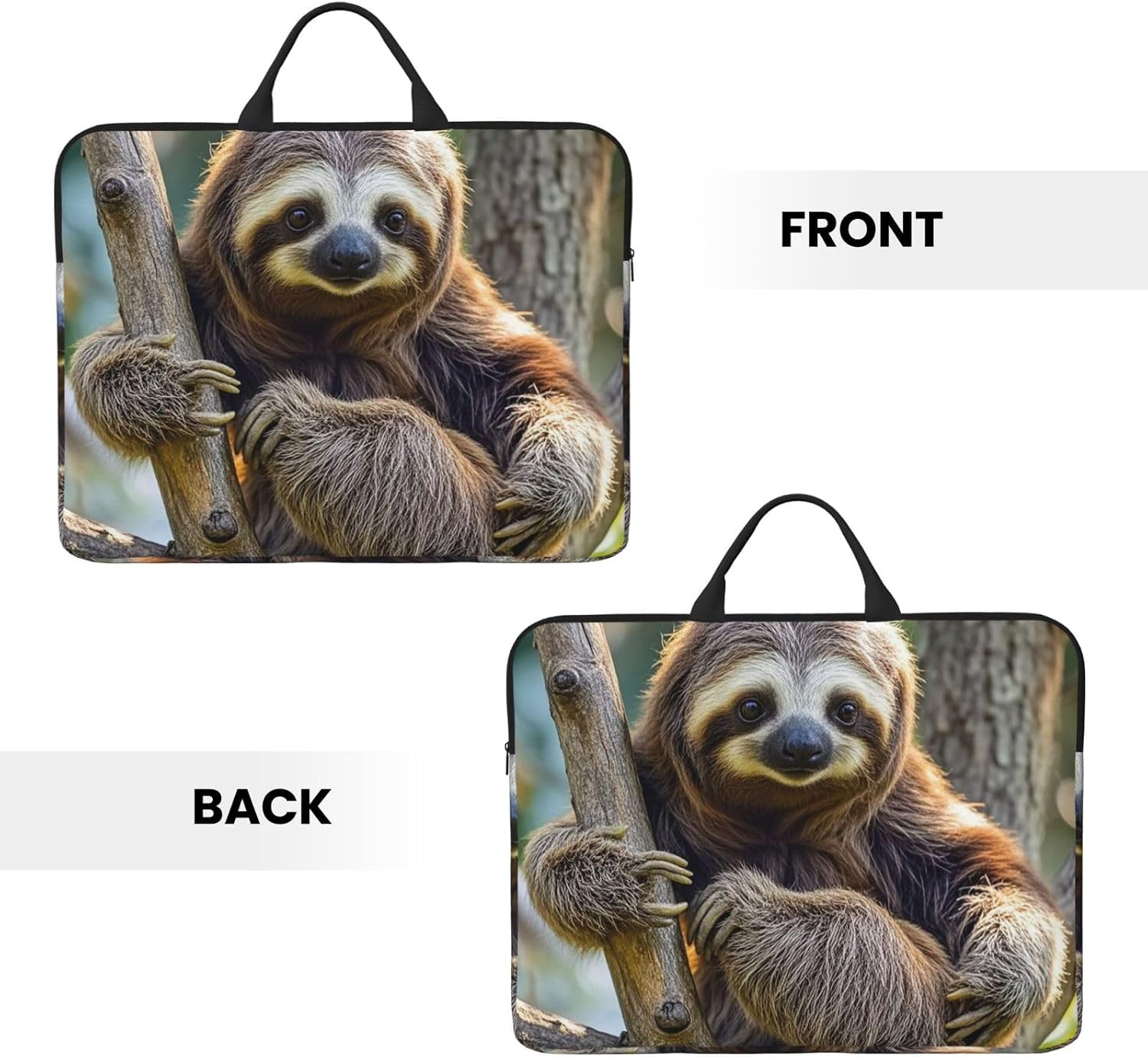 Funny Sloth Laptop Sleeve Case 14 Inch Waterproof Lightweight Laptop Case Bag with Handle Travel Laptop Bag Briefcase Messenger Bag for Women Men image 2