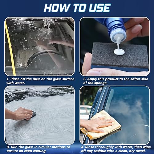 Miniatura 5 de Limpiador de película de aceite de vidrio para automóvil limpiador de vidrio para automóvil con esponja limpiador de vidrio para automóvil y hogar