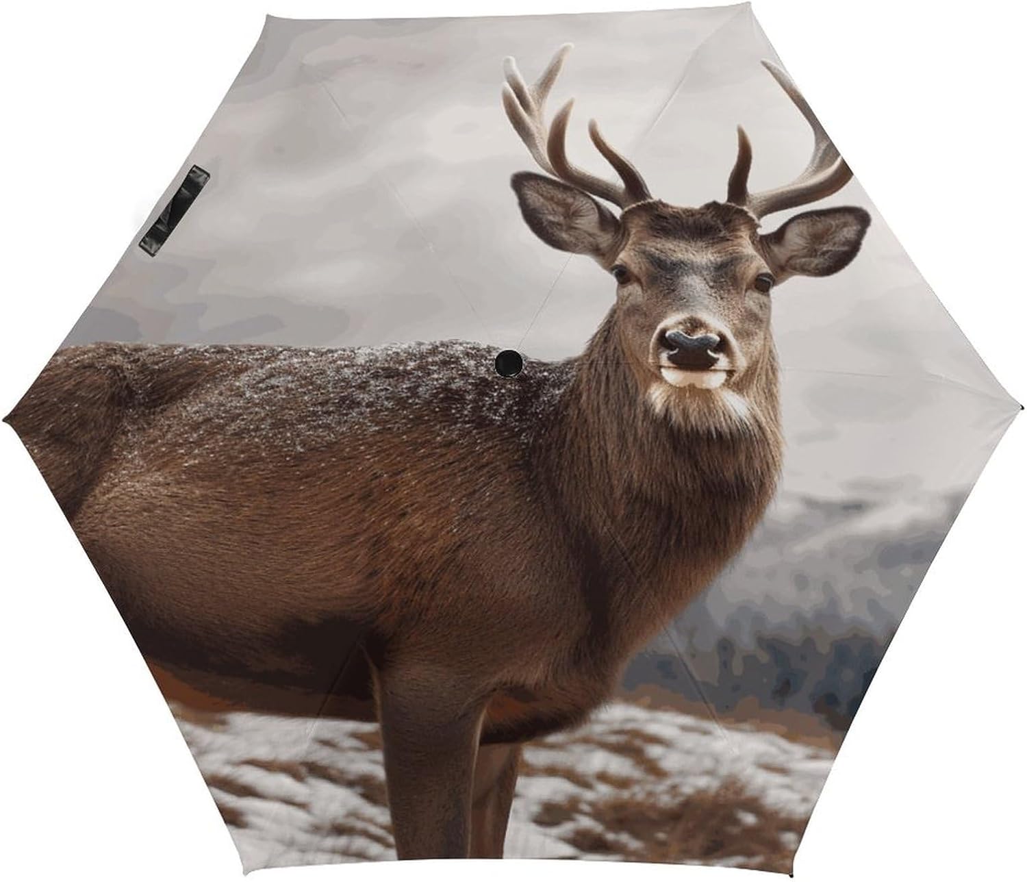 Wild Animals Deer Umbrella, Strongest Windproof 5-Fold Travel Umbrellas, Premium Portable Folding Umbrella for Rain & Sun, Compact Umbrellas for Purse Backpack, Outdoor & Gifts
