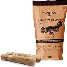 MAIKAI Pack of 2 Wooden Coffee Stick for Dogs Size S – Natural and Safe Chewer – Alternative to Bones – Dental Aid + Reduces Stress + No Splinters