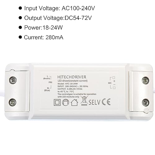 Miniatura 4 de PATIKIL 18-24W 300mA LED Driver, AC 100-240V Salida 54-72V DC Conector hembra Conector Rectificador de corriente constante Transformador Fuente de