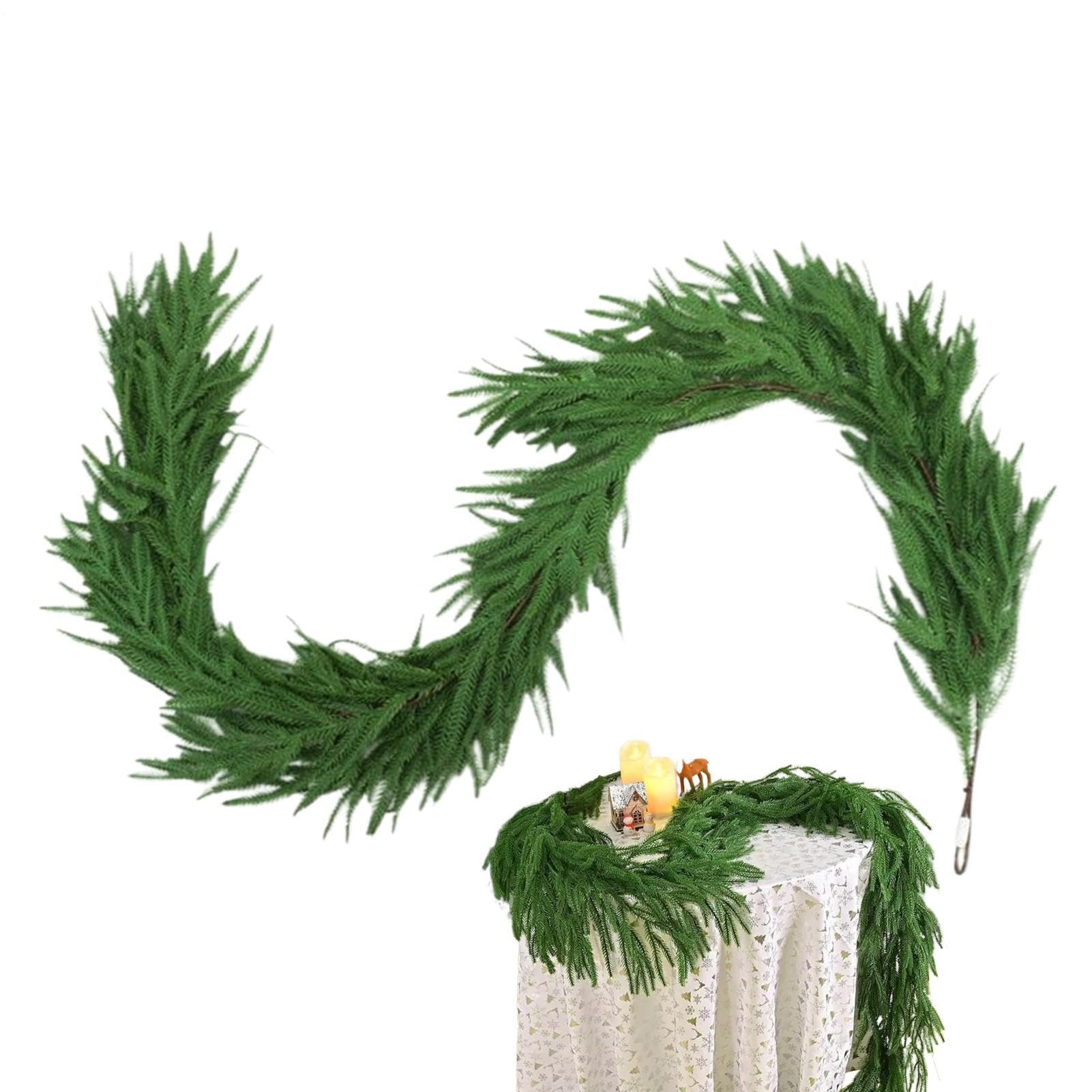 Künstliche Weihnachtsgirlande, Feiertagsdekoration, grüne Ornamente | Grüne Weihnachtsgirlande für Kamin, Wand, Wohnung, Bauernhaus, Schule, Büro, Eingang, Veranda, Terrasse, Garten, Hof, Balkon