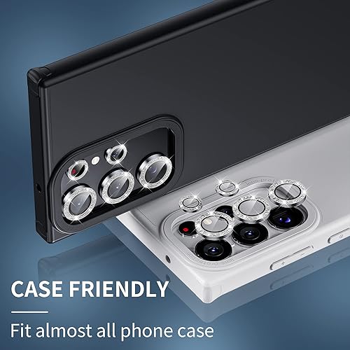Miniatura 5 de Hoerrye Protector de lente de cámara para Samsung Galaxy S23 Ultra compatible con fundas vidrio templado 9H antiarañazos círculo de protección de