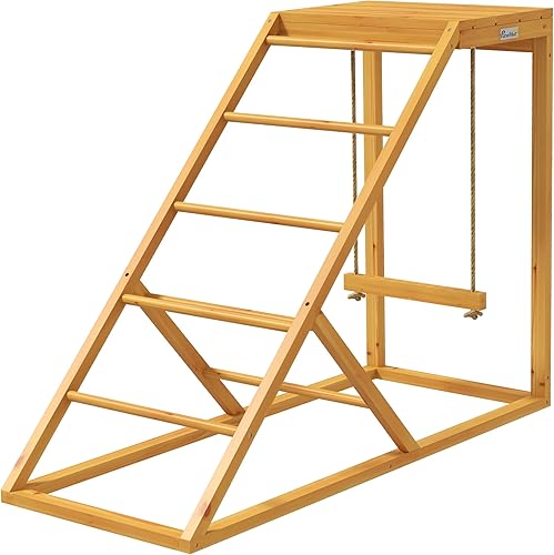 PawHut Juego de actividades de pollo para animales sanos y felices, juego de columpio con perchas de pollo y escalera de gallina, juguete de