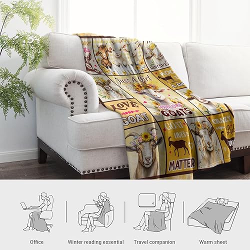 Miniatura 6 de Jekeno Manta de regalo de ovejas de cabra para mujeres, niñas, mamá, hermana, amigas, cumpleaños, San Valentín, Navidad, cabras, ovejas, estampado