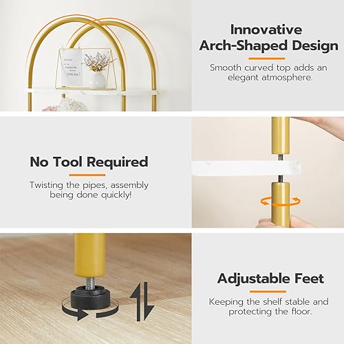 Miniatura 6 de HOOBRO Estantería abierta de 5 niveles, estantería arqueada industrial, estante de exhibición de madera, marco de metal, organizador de