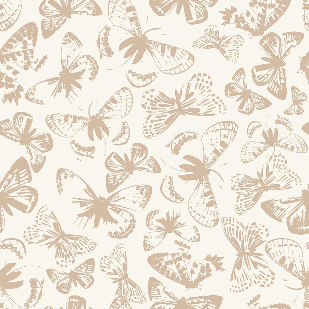 REDAMANCY Boho Beige Cream Butterfly Flower Peel and Stick Wallpaper Vintage Wall Paper Stick on Contact Paper Easy Peel Off for nightstand Drawer Renter Friendly 17.7"x236"