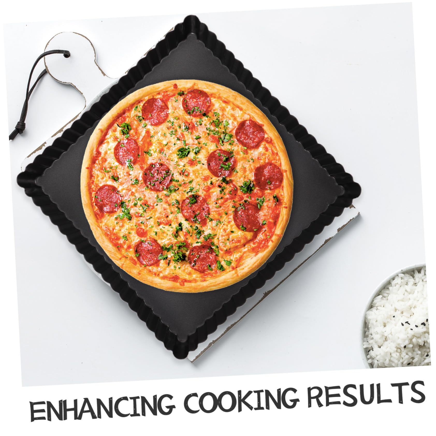 Alipis Moule à Pizza Carré 21x21x2,5 Cm Moule Profond En Acier Carbone Antiadhésif Fond Amovible Cuisson Homogène Pour Four Usage Domestique Et Fête