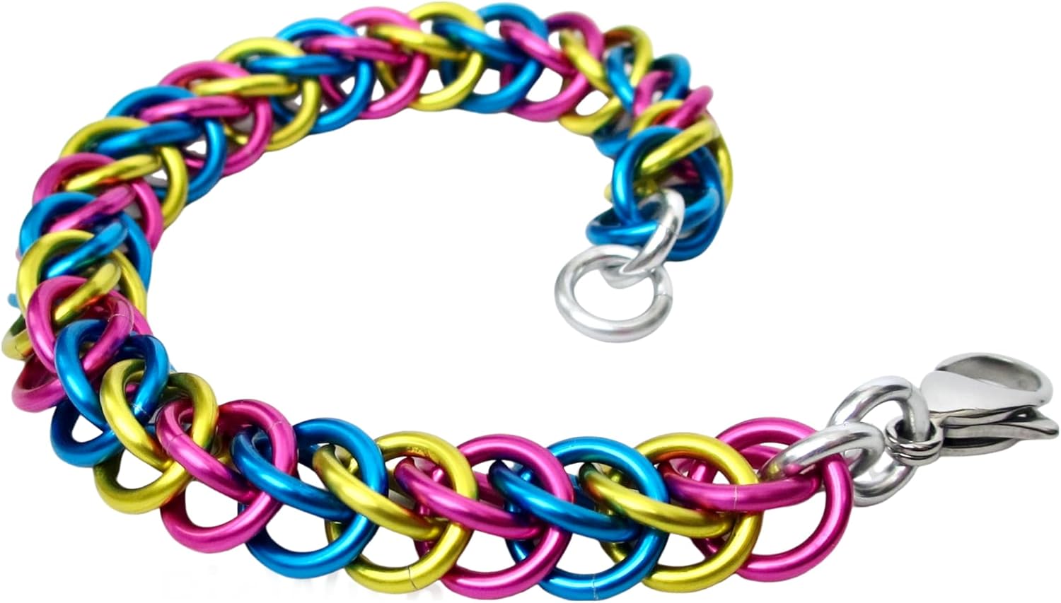Handmade pansexual pride bracelet - Chainmail LGBTQ jewelry - Gift for friends
