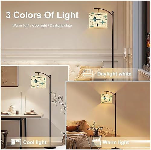 Miniatura 6 de Arc Floor Lamp Mid Century Retro Abstract Geometric Space Vintage Classic 1950S 1960S Tall Standing Lamp Modern Dimmable with Remote Adjustable Drum