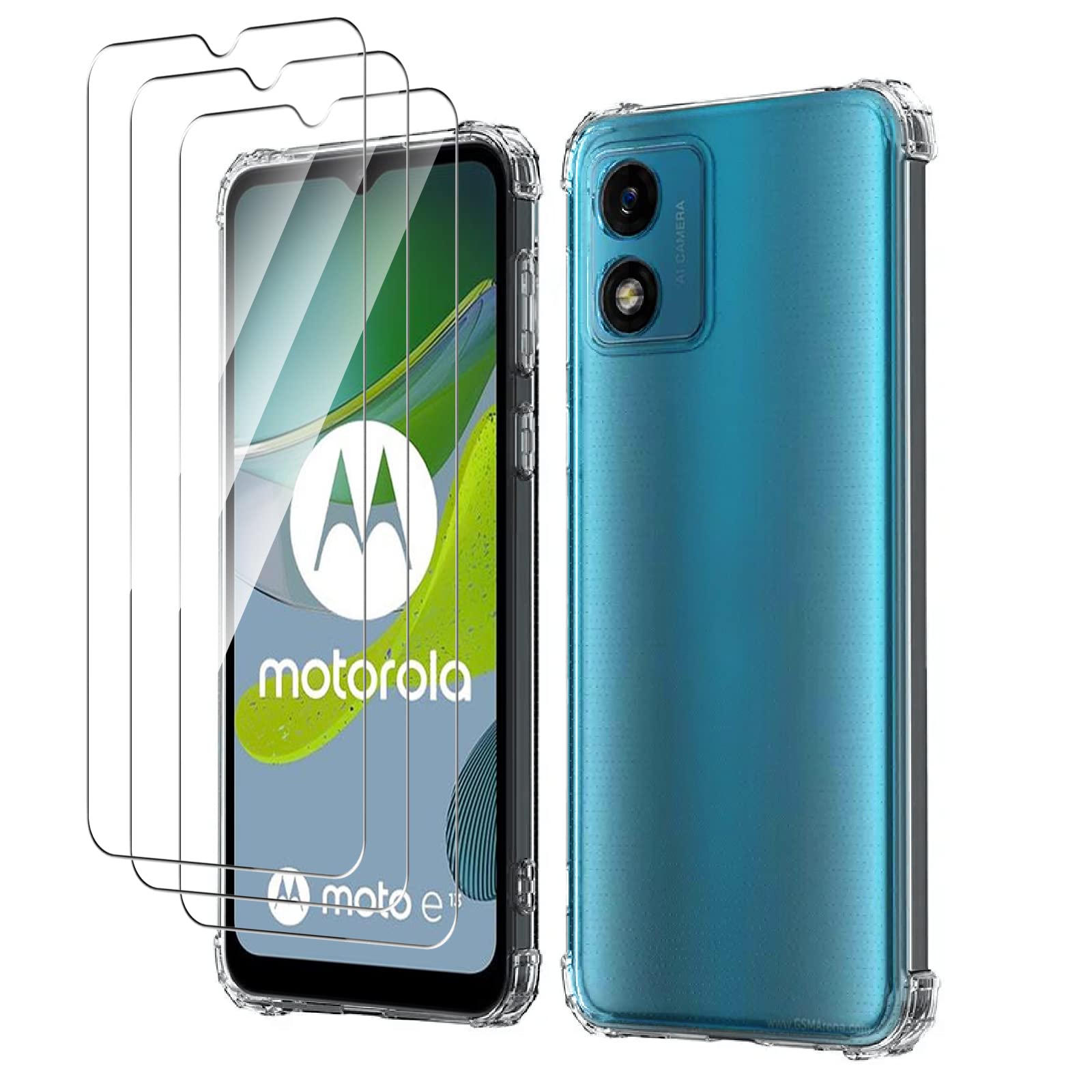 COVER TRASPARENTE + PELLICOLA VETRO TEMPERATO Per MOTOROLA MOTO E13