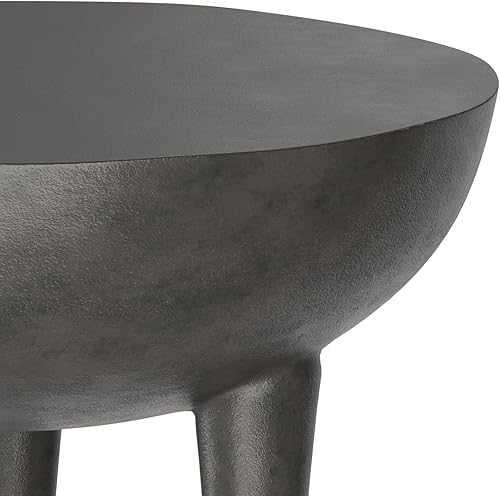 Miniatura 57 de SIMPLIHOME Morris - Mesa auxiliar de metal de aluminio fundido de 17 pulgadas de ancho en plata antigua, mesa de acento industrial con acabado en