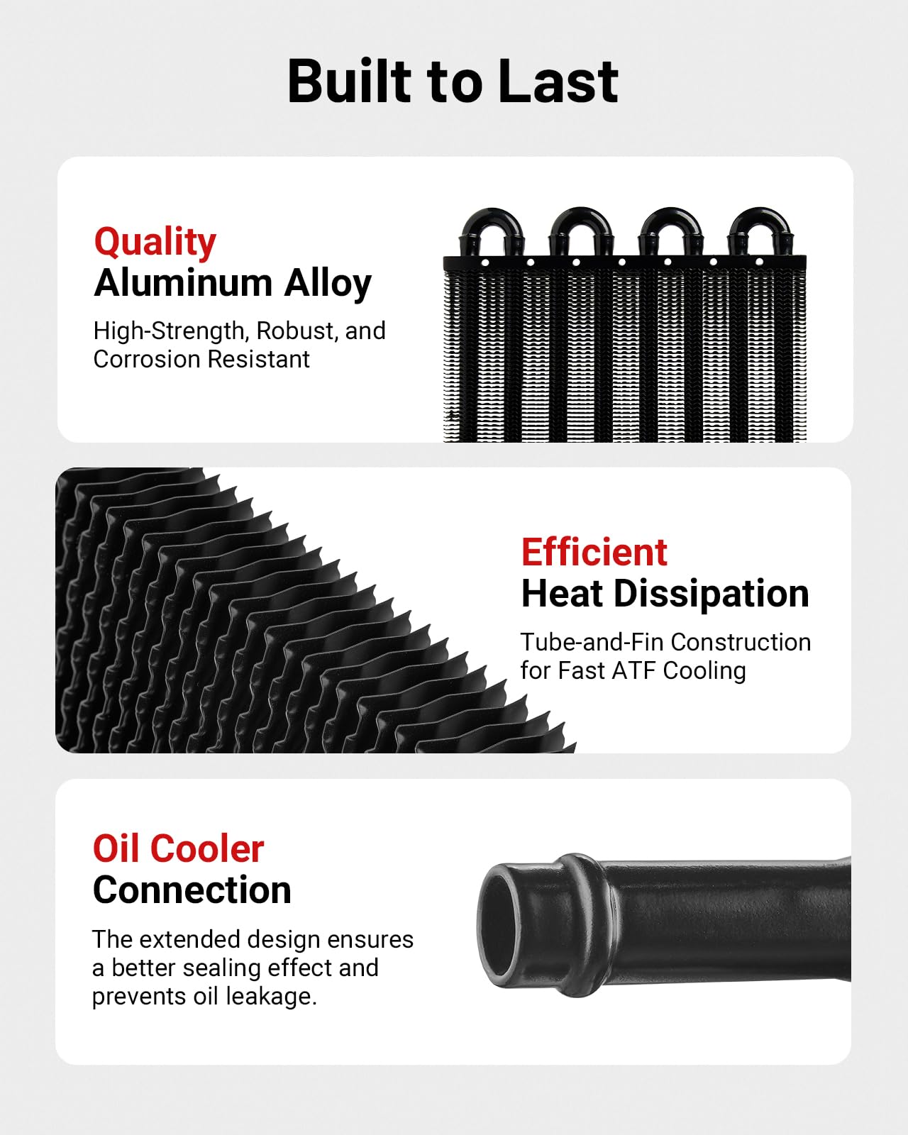 EVIL ENERGY 5/16" Transmission Oil Cooler, 8 Pass Tube and Fin Cooler Kit Universal Aluminium Black…