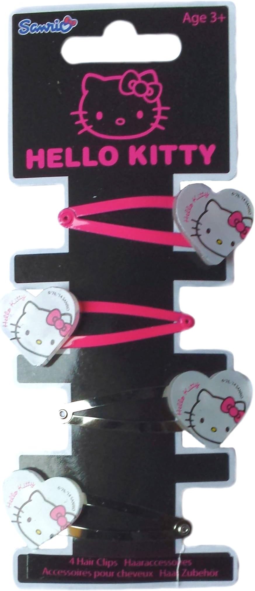 Hello Kitty Hair Clips - Set of 4 (Pink and Silver)