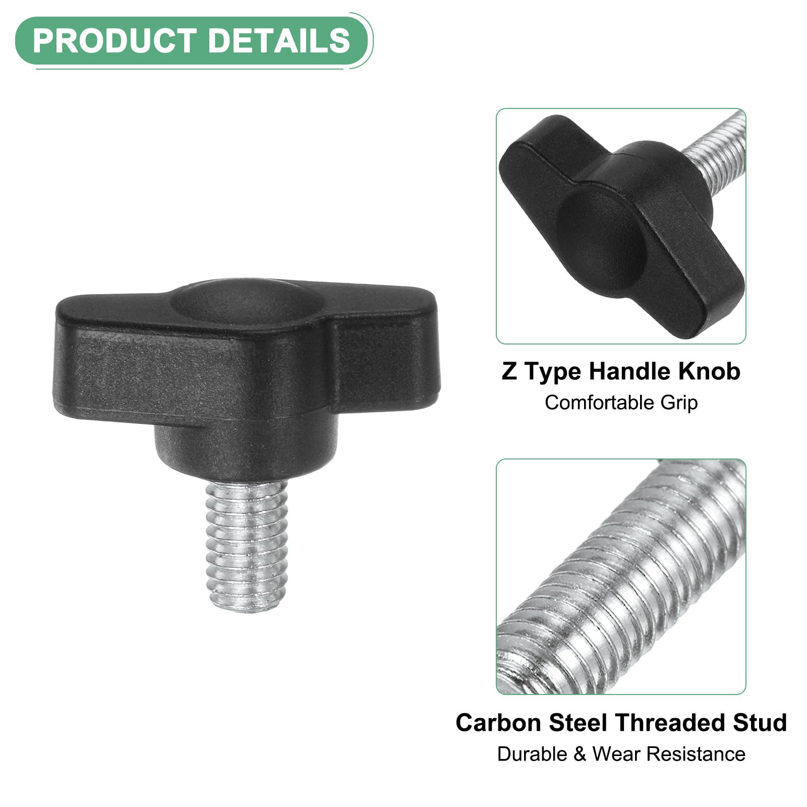 M METERXITY 20-Pack Thumb Screws, M6x10mm Tee Wing Knobs - Image 2
