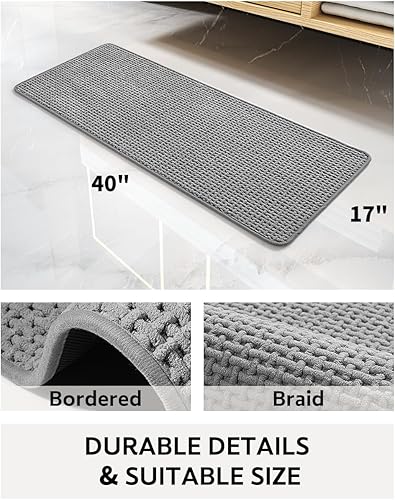 Miniatura 2 de COCOER - Tapete de baño de chenilla, con parte trasera de goma, antideslizante, lavable, de secado rápido, tapetes de baño para suelo de baño, súper