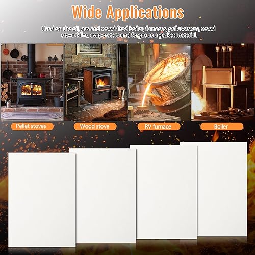 Miniatura 7 de 4 piezas de papel de junta de alta temperatura, material de junta de fibra de cerámica, hoja de aislamiento ignífugo para estufa de pellets, estufa