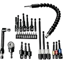 31pcs Flexible Drill Bit Extension Set, Including 105 Right Angle Drill Attachmen, Rotatable Joint Socket 1/4 3/8 1/2in Hex Socket Adapter, Bendable Drill Bit Extension Screwdriver Bit Kit