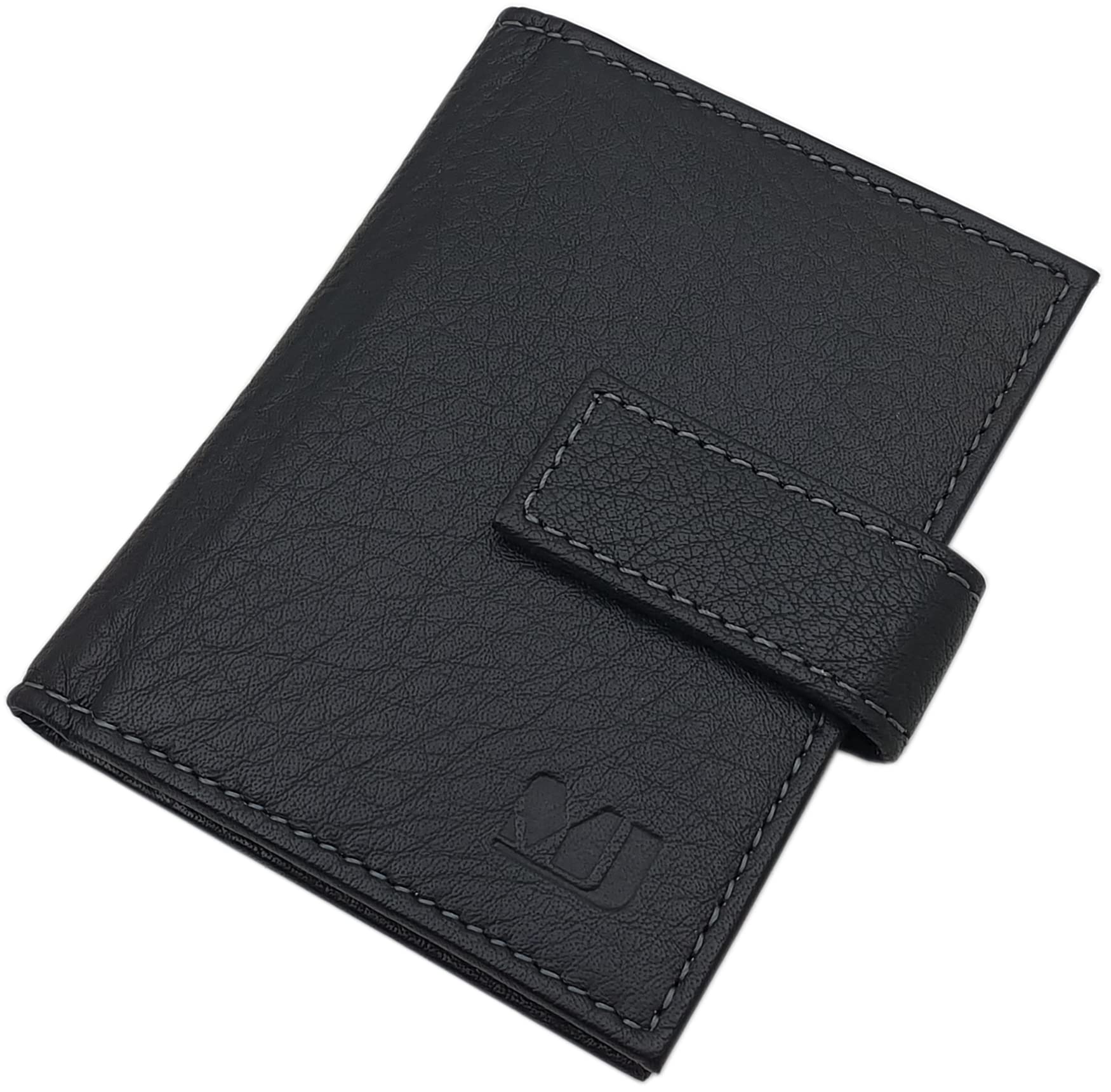 XXL Büffelleder Kartenetui MJ-Design-Germany RFID & NFC Schutz (Schwarz) | Kreditkartenetui, Visitenkartenetui, Kartenmäppchen