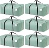 Dntorx 6 Pack 90L Moving Bags, Heavy Duty Moving Totes, Waterproof Storage Bag with Zips for Clothes Storage Moving Travelling Camping (Green