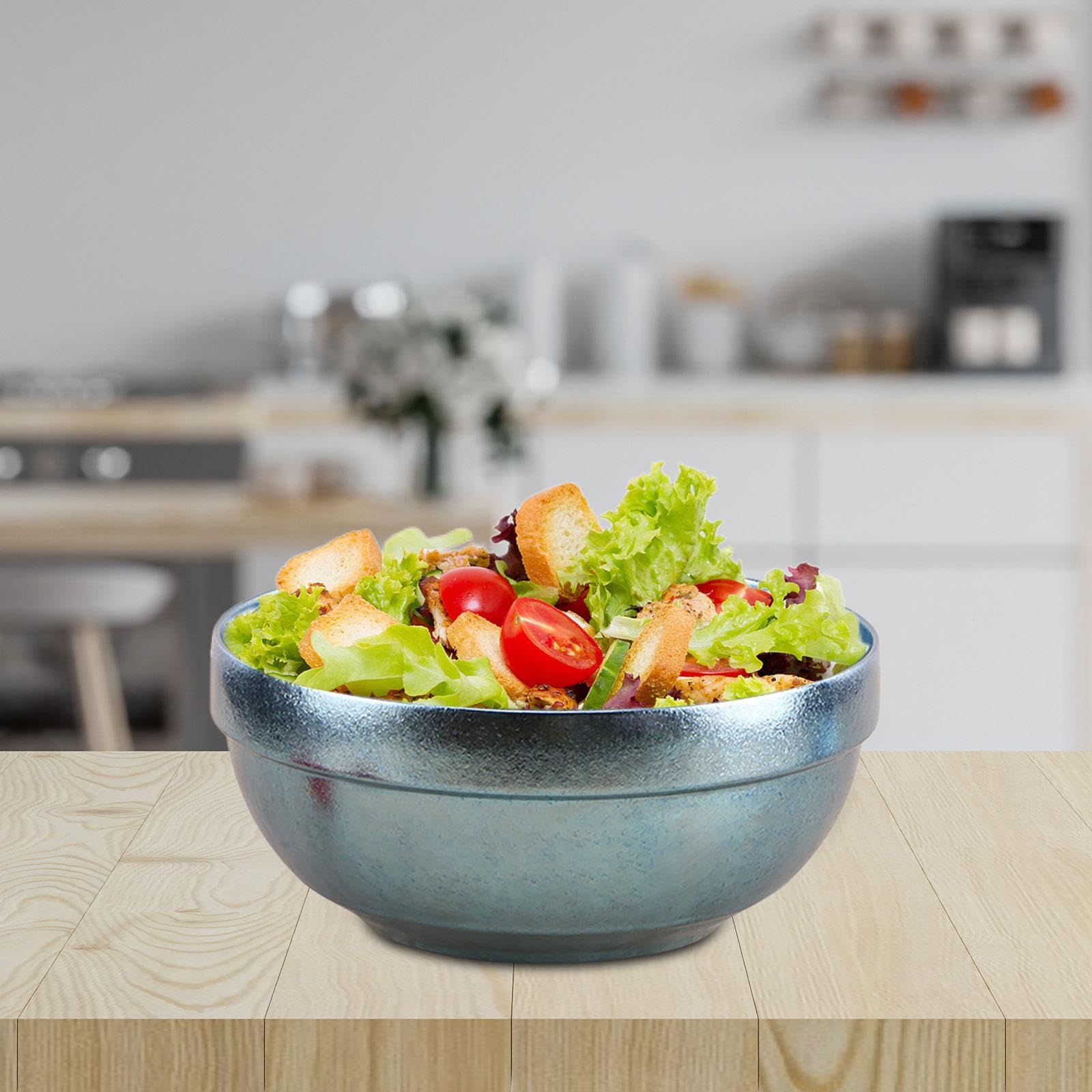 Qianly Titanium Bowl,Double Walled Metal Bowl,for Kids,Multipurpose,Food Bowl,Cookware,Tableware Rice Bowl Snacks Bowl for Hiking, Blue