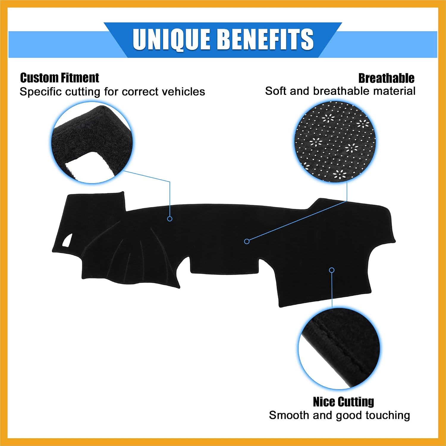 Car Dashboard Cover Compatible for Toyota RAV4 2001-2012, Protective Polyester Black Center Console Interior Trim Dash Cover Mat Pad Replacement