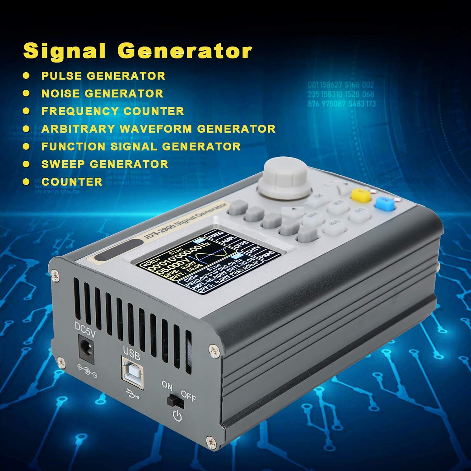 Dual Channel DDS Signal Generator 50MHz Arbitrary Waveform Function Frequency Meter(US Plug)