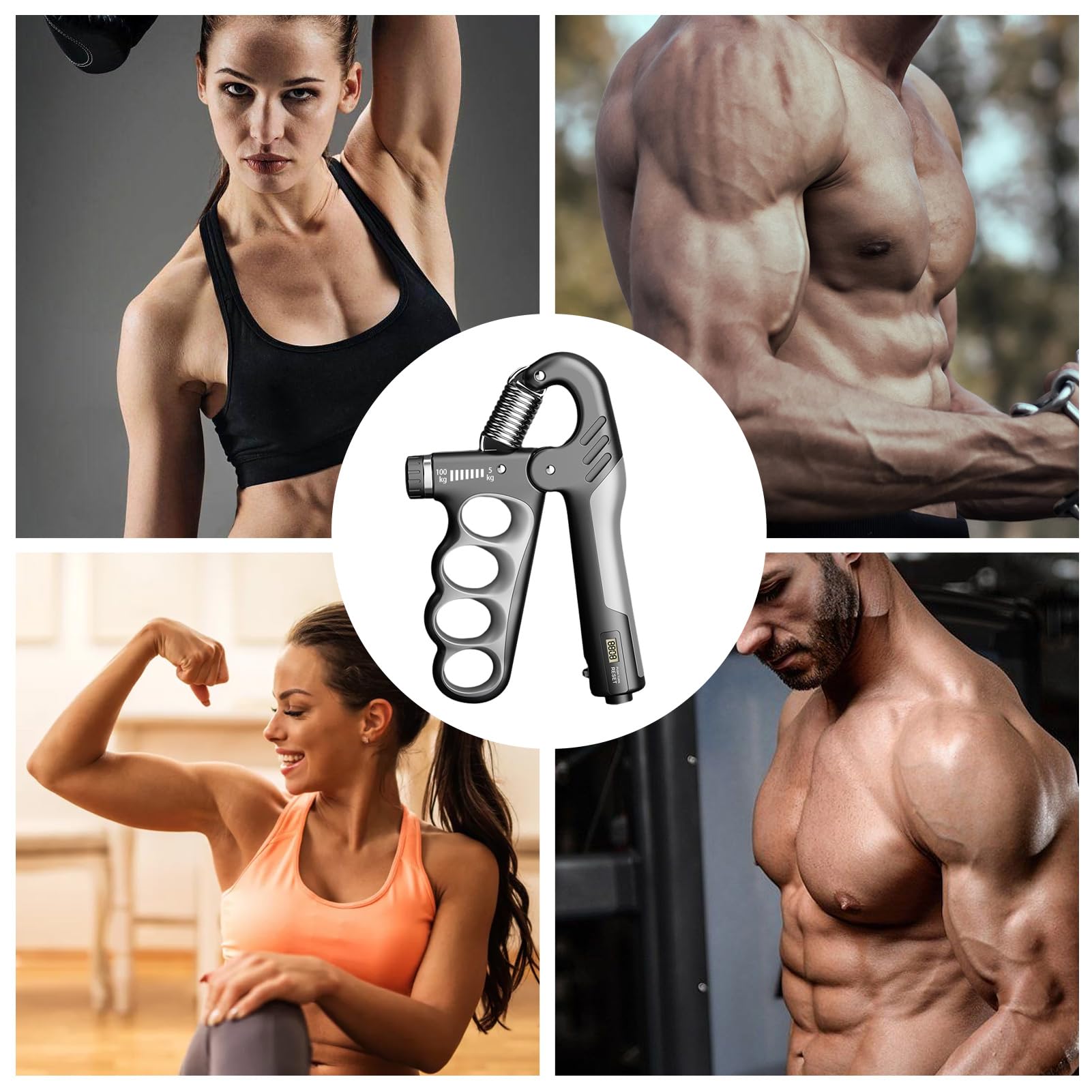Fortalecedor de antebrazo, ejercitador de rehabilitación de gimnasio de fuerza de brazo, extensor de dedos ajustable con contador, agarre de cinco dedos, adecuado para el hogar, gimnasio, oficina,