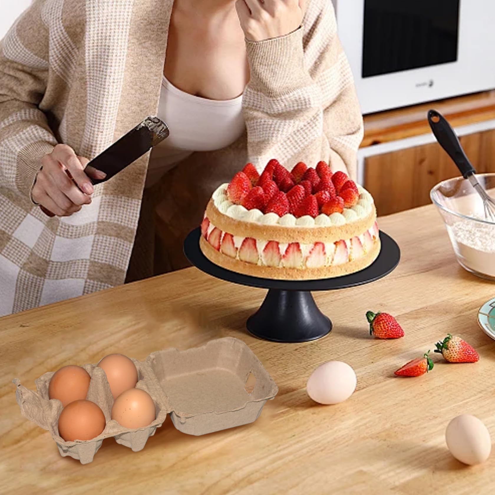 25 Cartoni Per Uova Riutilizzabili - Da 4 Uova L'una, In Polpa Naturale, Impilabili - Foto 5