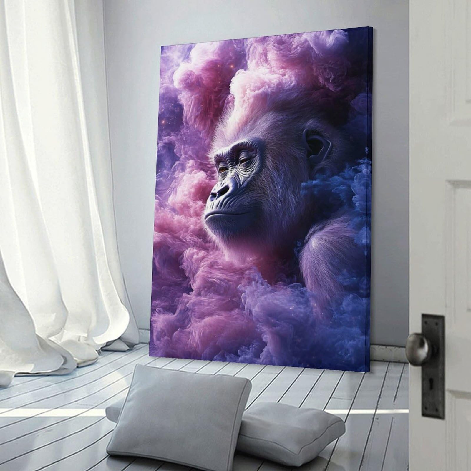 Junmoney Canvas Wall Art Gorilla in Nebula, 24x36inch(60x90cm), for New Homes, Bedrooms Or Workspaces, Canvas Artwork with Gifting Potential
