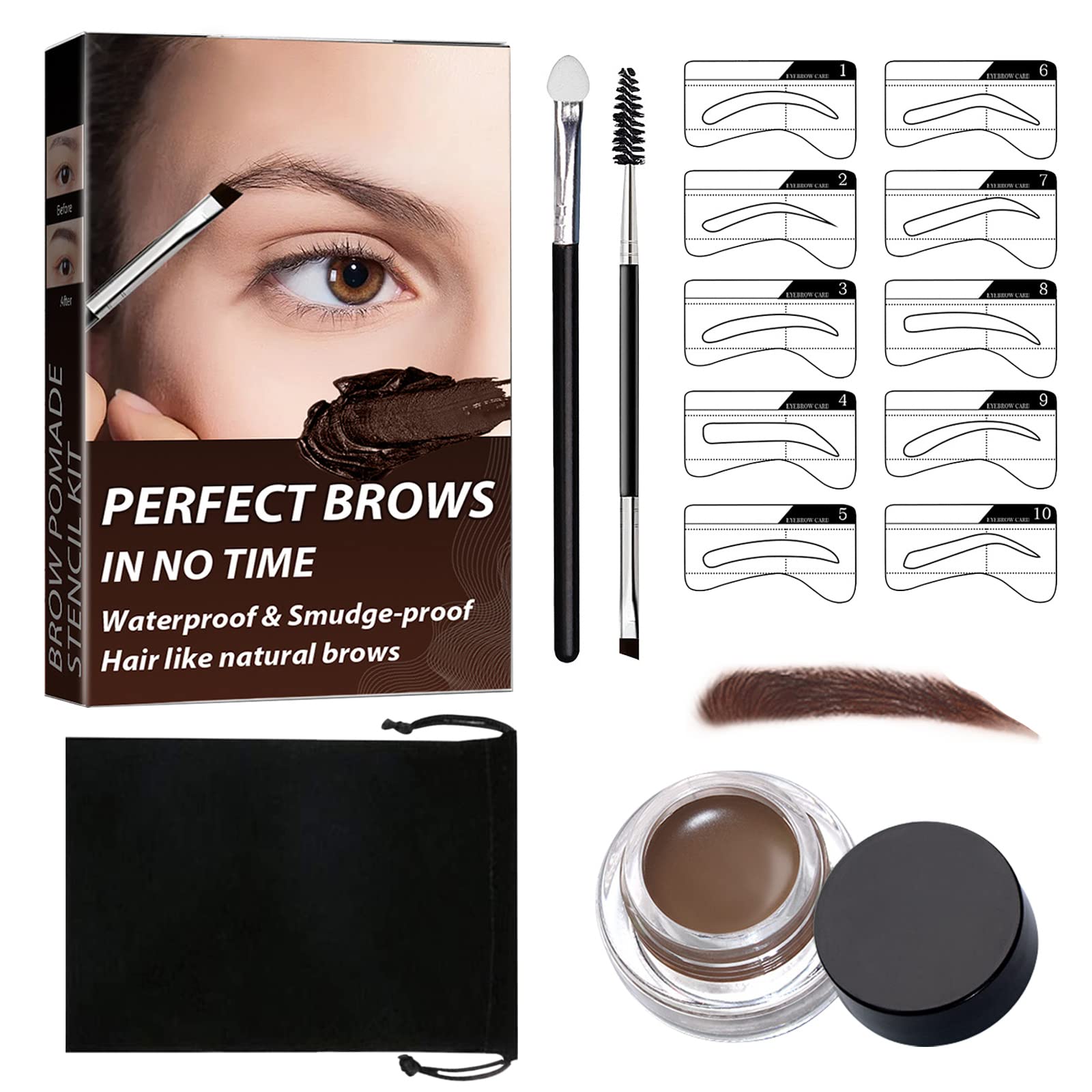 Amazon.com : Eyebrow-Stamp-Stencil-Kit Eyebrow-Stencils Eyebrow-Pomade  Eyebrow-Kit Eyebrow-Stamp Eye-Brows-Stencil-Kit Dark-Brown : Beauty &  Personal Care