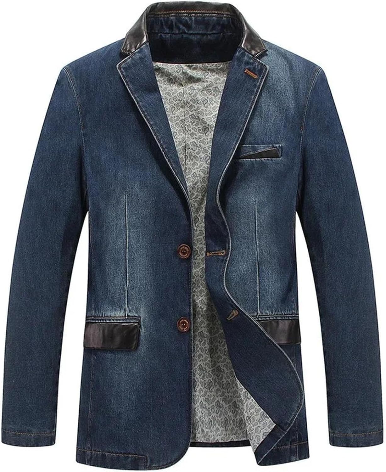 Men Fashion Casual Long Denim Jacket Spring Autumn Cotton Comfortable Daily Wear Jean Coat