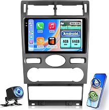 NHOPEEW 4+64G Android Car Radio for Ford Mondeo 2004-2007 with Carplay and Android Auto – 9 Inch Inell Screen Compatible with WiFi GPS Steering Wheel Control + Reverse Camera