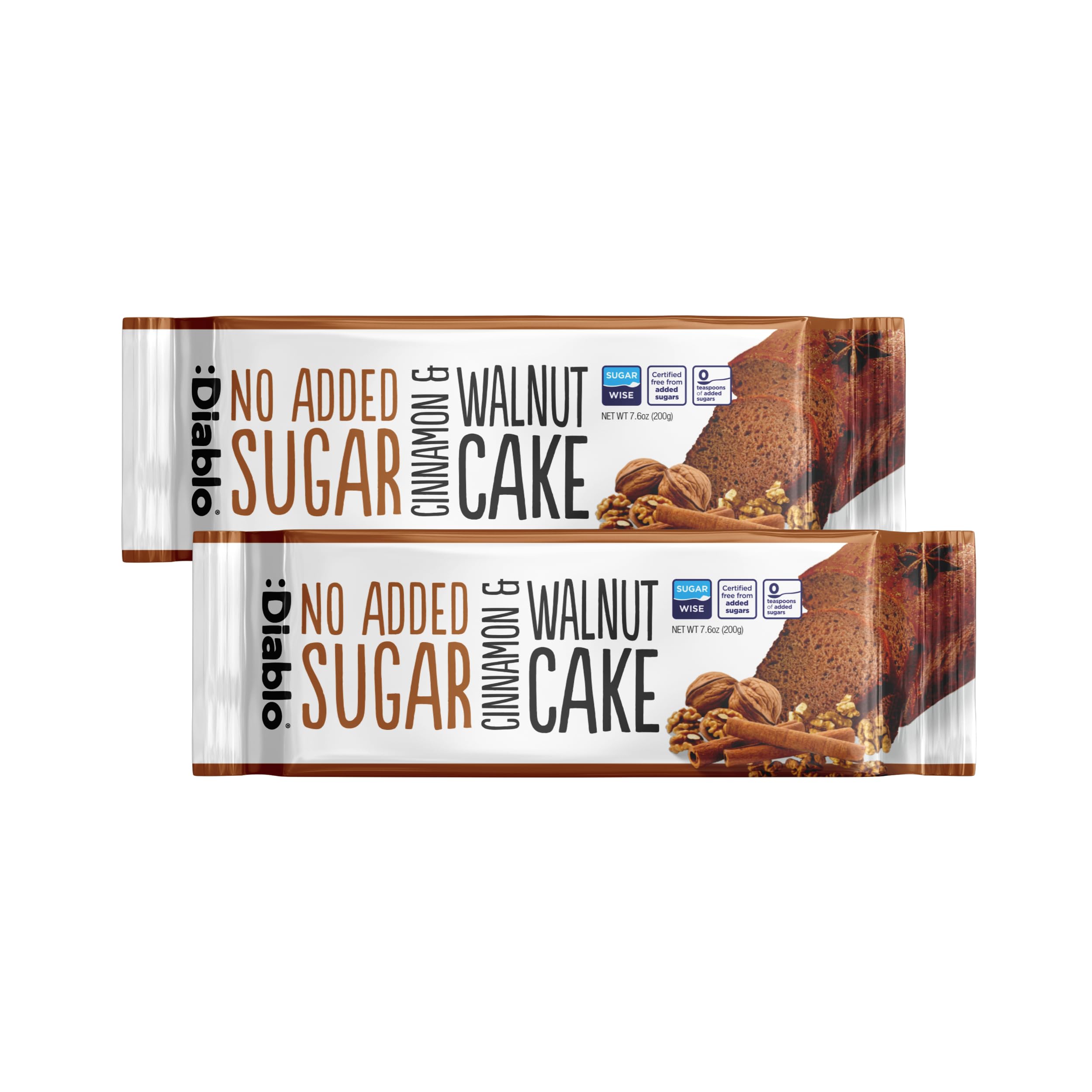 Diablo No Added Sugar Cinnamon & Walnut Cake 200g (Pack Of 2)