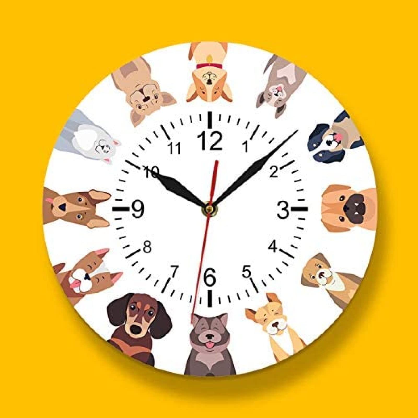 Amazon.co.jp: 壁掛け時計異なる純血種の犬漫画の壁掛け時計犬の家の