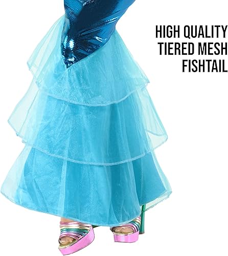 Vista 3 de fun shack Disfraz de sirena para mujer, disfraz de Halloween azul y rosa, disponible en tallas S, M, L, XL