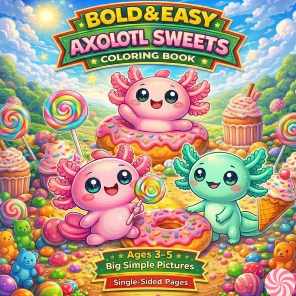 Bold and Easy Axolotl Sweets Coloring Book for Kids Ages 3-5: 50 Cute and Simple Coloring Pages with Adorable Axolotls and Sweet Treats | Single-Sided Designs for Toddlers and Preschoolers