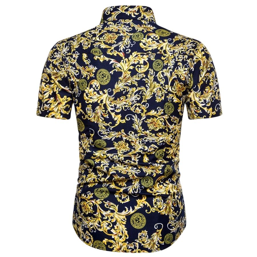 Chemise à manches courtes pour homme avec col montant imprimée coupe ajustée chic - 4