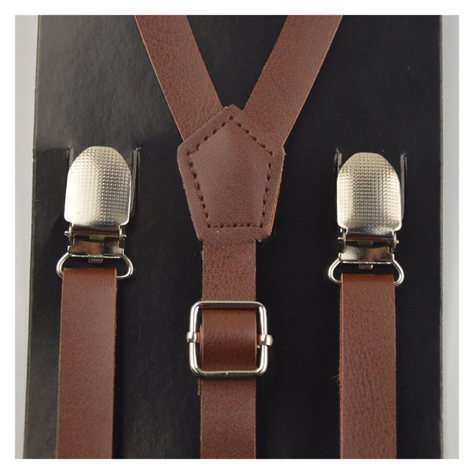 Bretelles porte-jarretelles en cuir synthétique pour homme/femme de 115 mm de large (blanc)