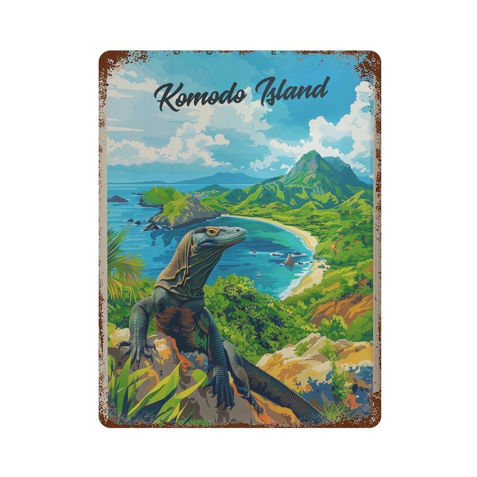 xiaoxiaoshen Komodo Island Travel Indonesia Wall Decor Art Metal Tin Poster Modern Home Decor Art Home Bar Shop Decorations Vintage Sign 40x30cm