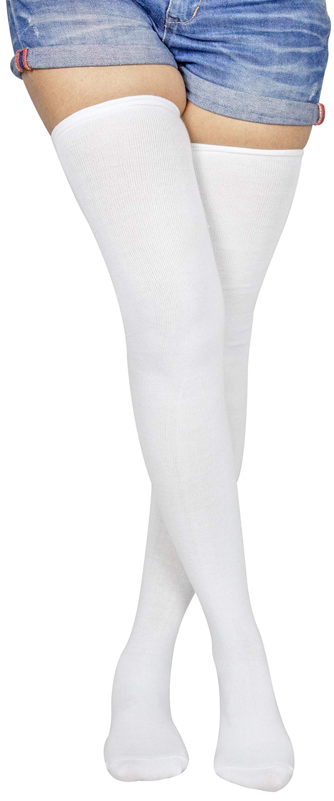 neska moda Women & Girls 1 Pair White Cotton Thigh-High Stockings cum Knee High/Over the Knee Socks-picture-31