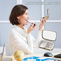 Vista 5 de Pastillero con espejo Hion retro de 2 compartimentos, pequeño estuche de píldoras para bolso o bolsillo, bronce rectangular, para vitaminas, aceite