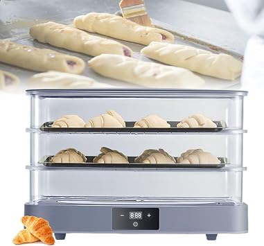 Professional Bread Proofer and Yogurt Maker with Adjustable Timing, 20-50C Temperature Range, and Even Heat Distribution for Home Bakers and Cooking Enthusiasts