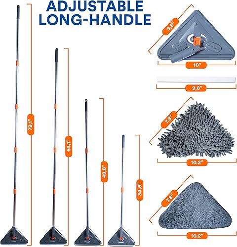 Miniatura 3 de Trapeador limpiador de pared con mango largo, herramienta de limpieza con 6 reemplazos, 1 soporte para trapeador para paredes limpias, techo,