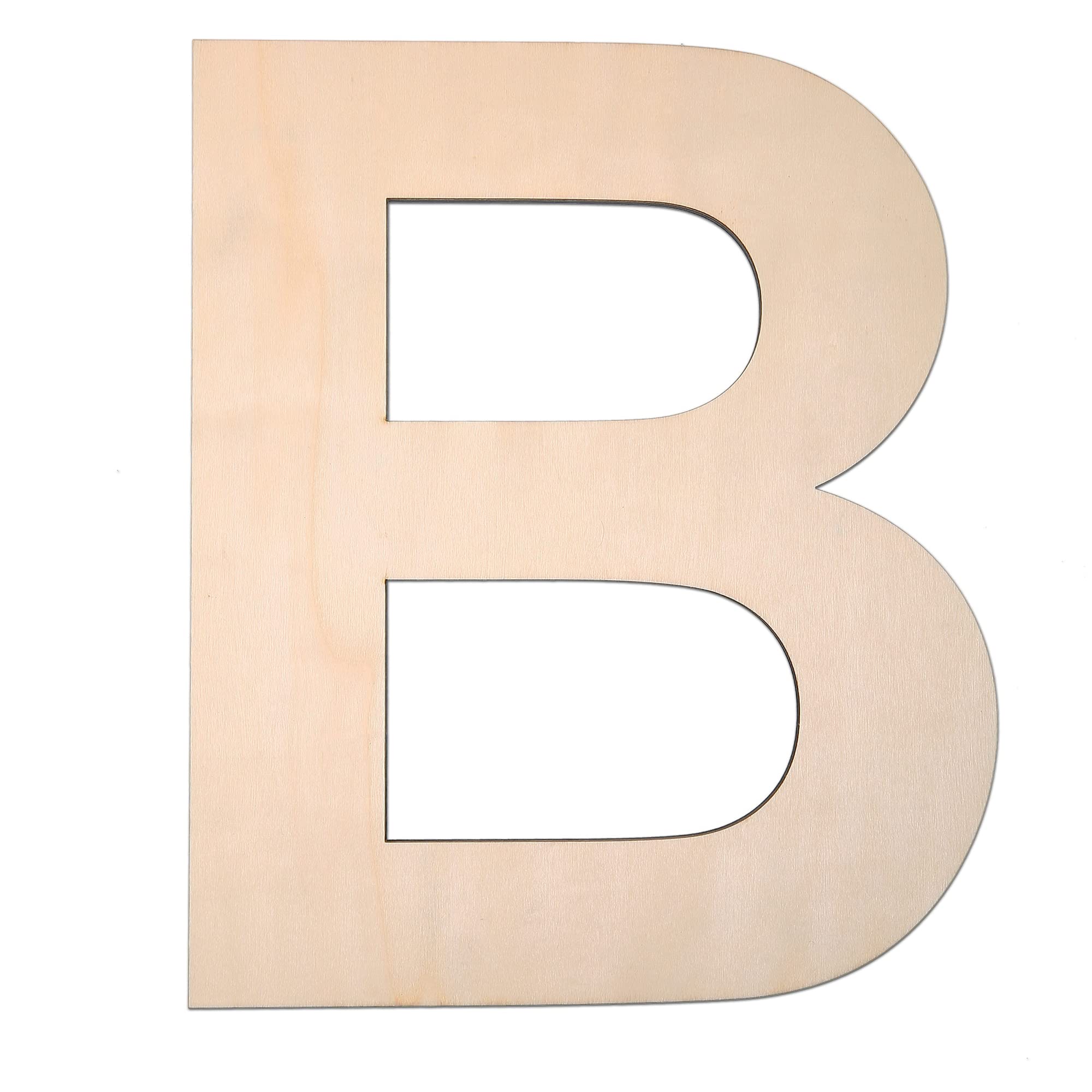 12 Inch Wooden Letter B, 1/4 Inch Thick Large Unfinished